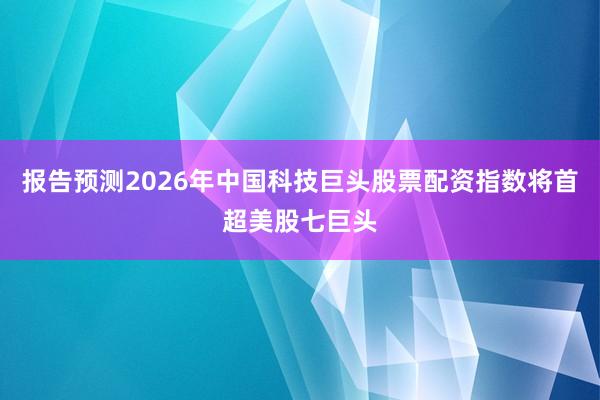 报告预测2026年中国科技巨头股票配资指数将首超美股七巨头