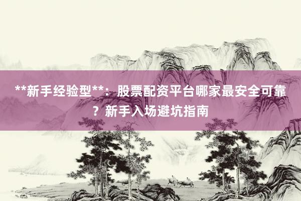**新手经验型**：股票配资平台哪家最安全可靠？新手入场避坑指南