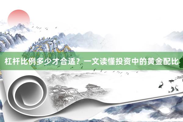 杠杆比例多少才合适？一文读懂投资中的黄金配比
