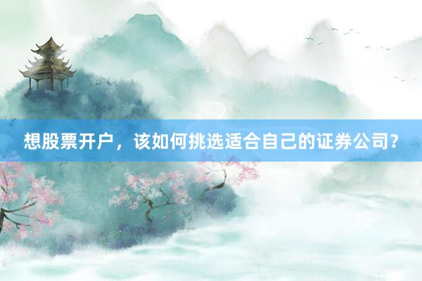 想股票开户，该如何挑选适合自己的证券公司？
