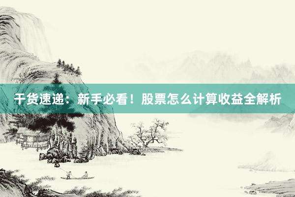 干货速递：新手必看！股票怎么计算收益全解析