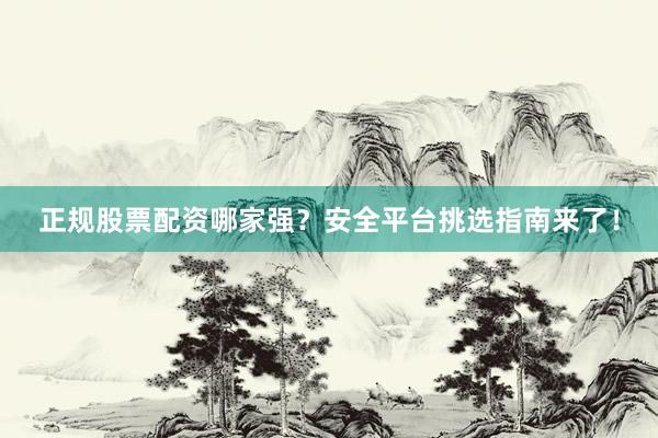 正规股票配资哪家强？安全平台挑选指南来了！