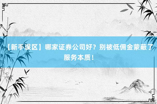 【新手误区】哪家证券公司好？别被低佣金蒙蔽了服务本质！