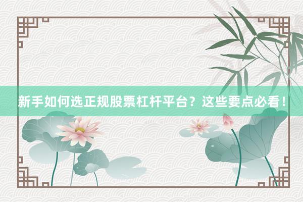 新手如何选正规股票杠杆平台？这些要点必看！