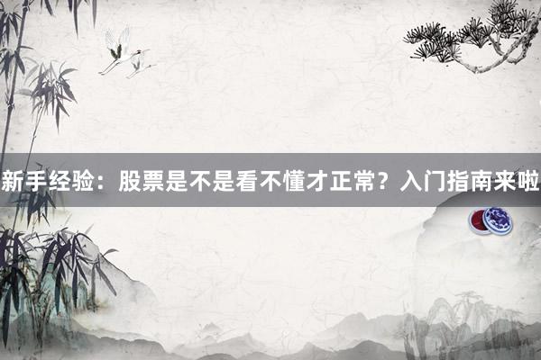 新手经验：股票是不是看不懂才正常？入门指南来啦