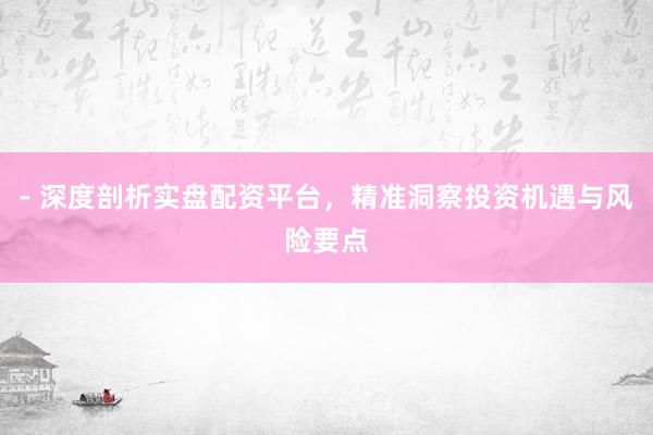 - 深度剖析实盘配资平台,精准洞察投资机遇与风险要点