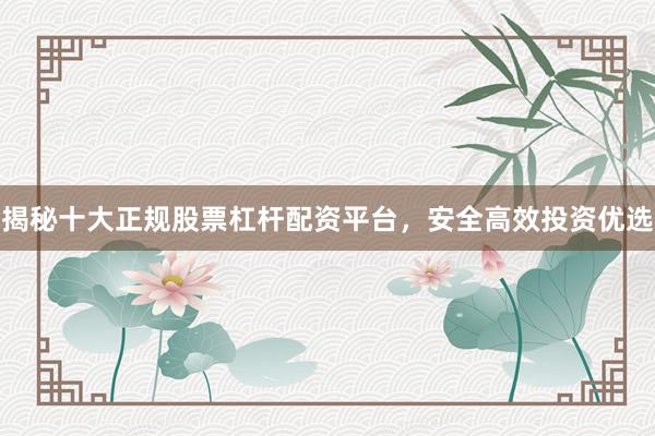揭秘十大正规股票杠杆配资平台,安全高效投资优选