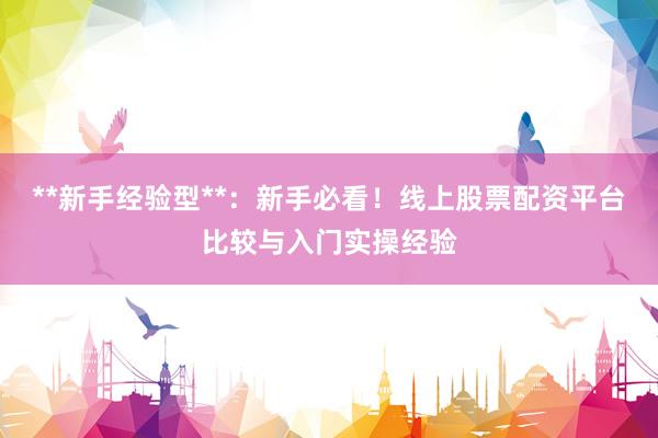 **新手经验型**：新手必看！线上股票配资平台比较与入门实操经验
