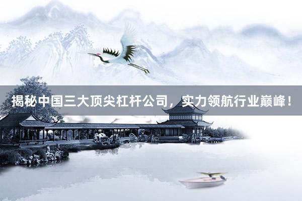 揭秘中国三大顶尖杠杆公司，实力领航行业巅峰！