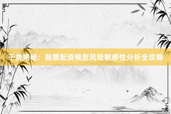 干货揭秘：股票配资模型风险敏感性分析全攻略