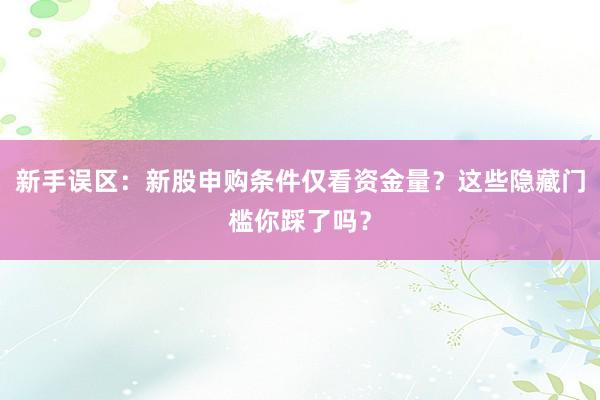 新手误区:新股申购条件仅看资金量?这些隐藏门槛你踩了吗?