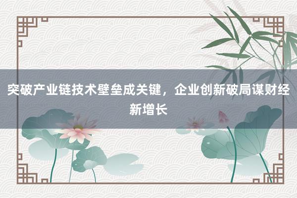 突破产业链技术壁垒成关键,企业创新破局谋财经新增长