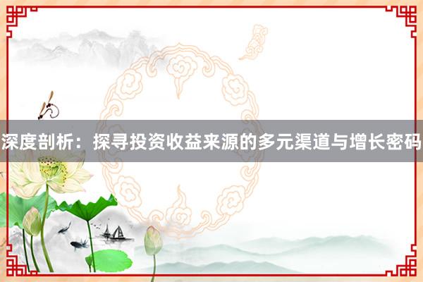 深度剖析：探寻投资收益来源的多元渠道与增长密码