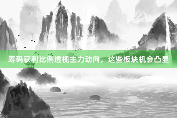 筹码获利比例透视主力动向，这些板块机会凸显