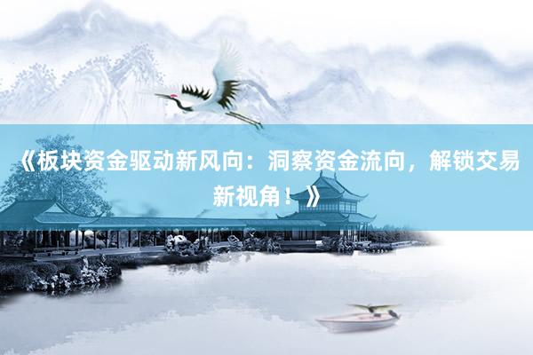 《板块资金驱动新风向：洞察资金流向，解锁交易新视角！》