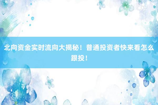 北向资金实时流向大揭秘!普通投资者快来看怎么跟投!