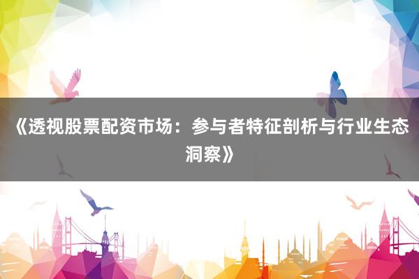 《透视股票配资市场:参与者特征剖析与行业生态洞察》