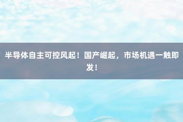 半导体自主可控风起！国产崛起，市场机遇一触即发！