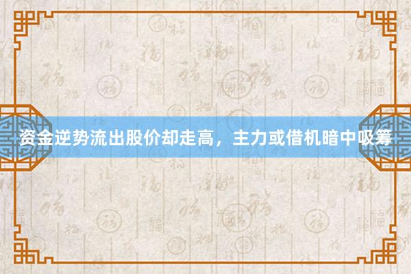 资金逆势流出股价却走高，主力或借机暗中吸筹