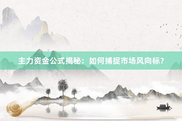 主力资金公式揭秘：如何捕捉市场风向标？