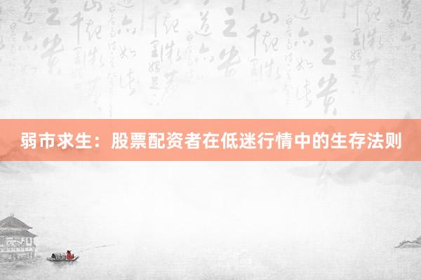 弱市求生：股票配资者在低迷行情中的生存法则
