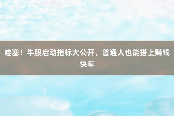 哇塞！牛股启动指标大公开，普通人也能搭上赚钱快车
