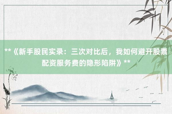 **《新手股民实录：三次对比后，我如何避开股票配资服务费的隐形陷阱》**